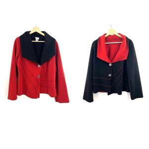 Janska reversible whimsical artsy jacket whimsigoth lagenlook fleece oversized S